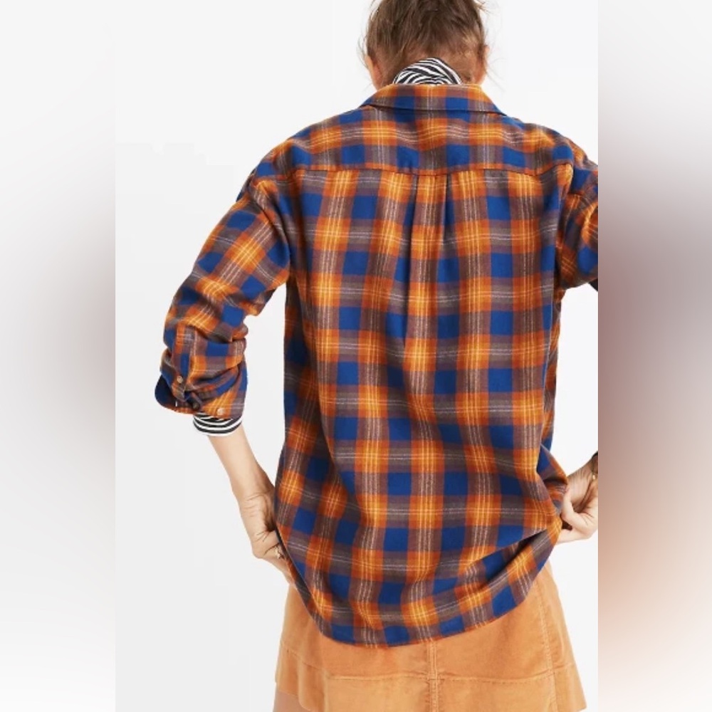 Madewell Soft Flannel Cotton Cropped Fit Westward Shirt in Ardan Plaid Sz M - Picture 2 of 7